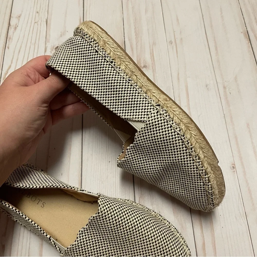 Talbots Izzy Espadrille Two Tone Check Print Slip On Flats Women's Size 6.5